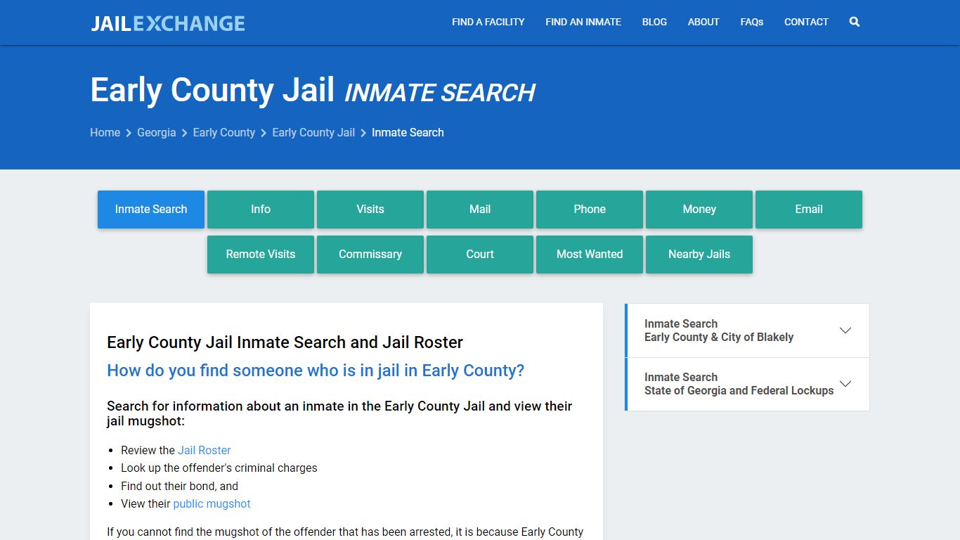 Inmate Search: Roster & Mugshots - Early County Jail, GA